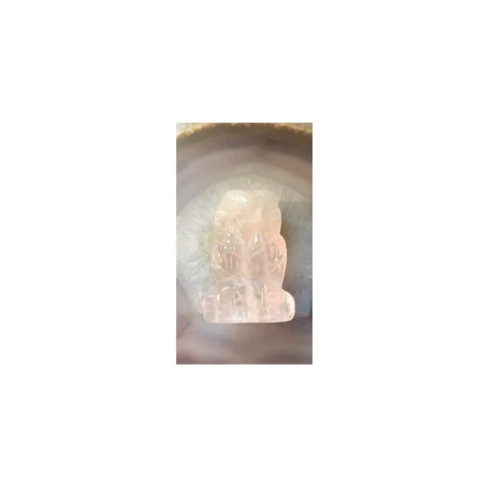 Rose Quartz Owl Carving